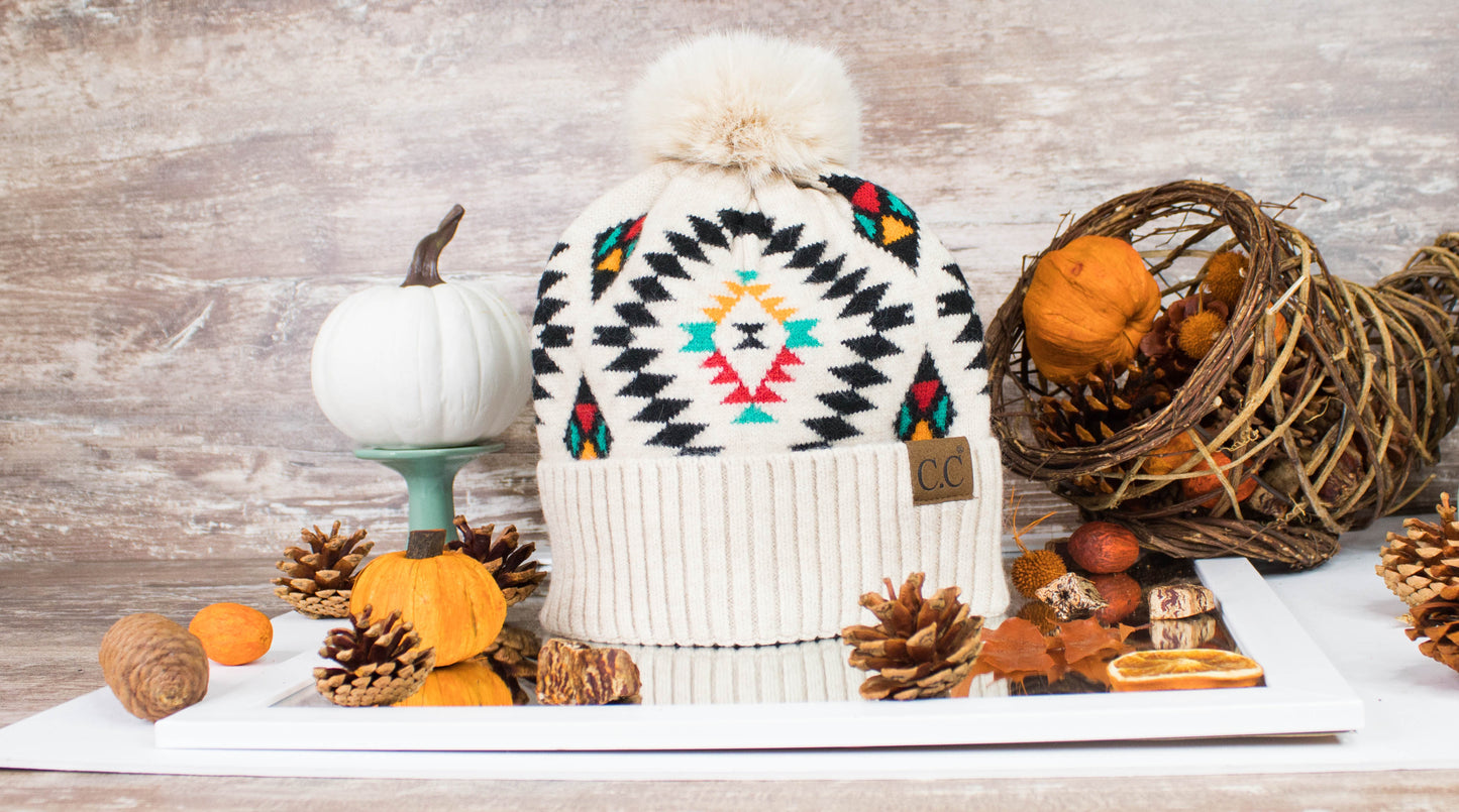 Aztec Pom Beanie