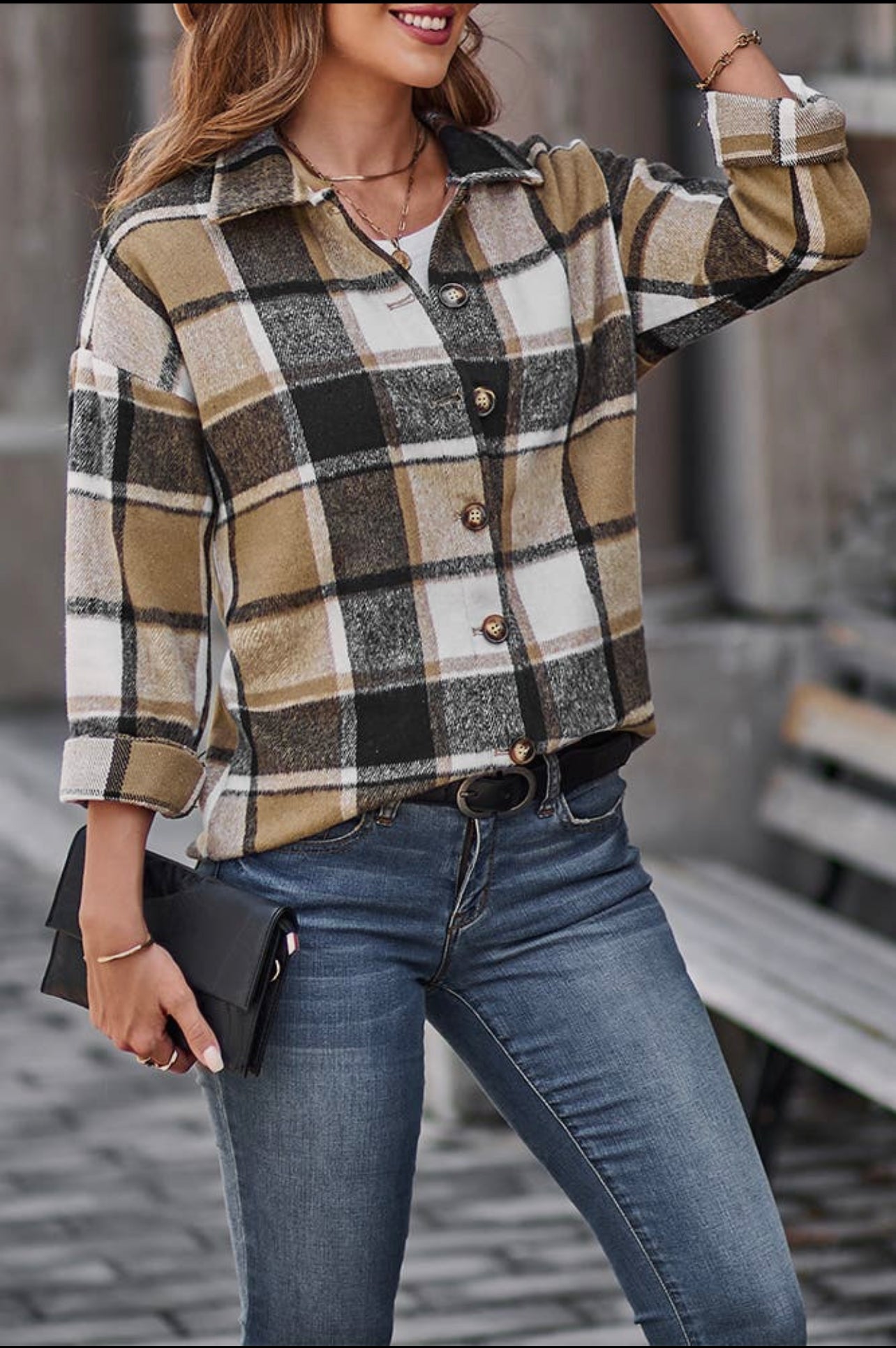 Necessary Neutrals - Plaid Flannel Shacket