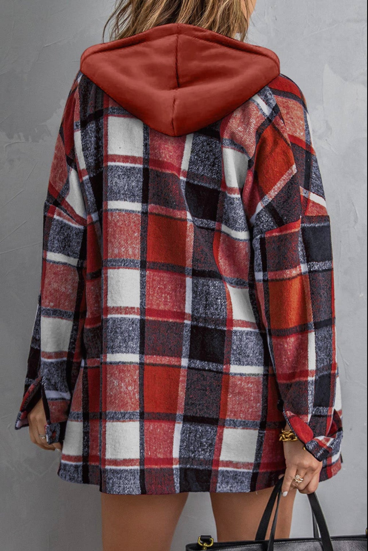 Patriot Plaid - Flannel Shacket with Removable Hood