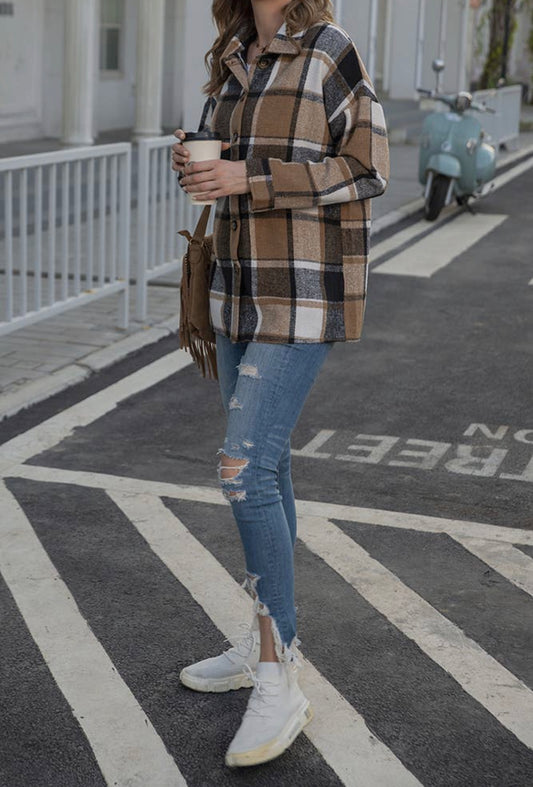 Necessary Neutrals - Plaid Flannel Shacket