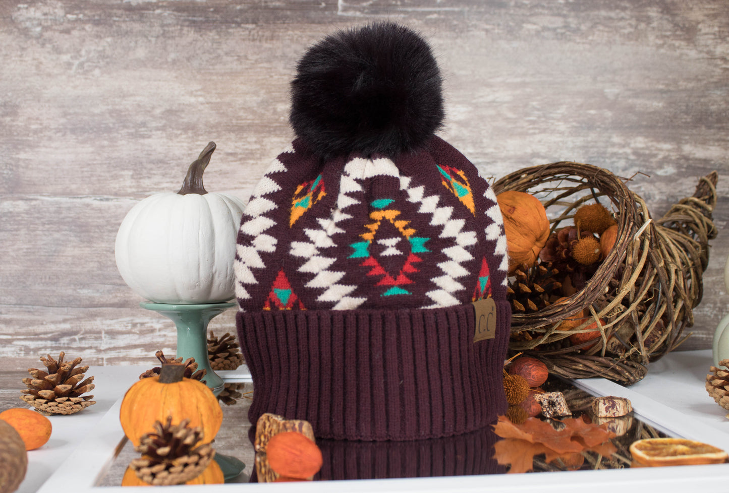 Aztec Pom Beanie