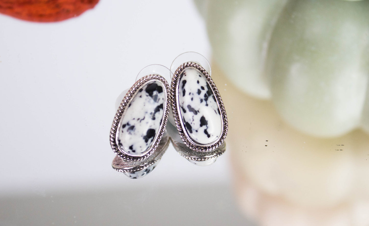 White Deville Stud Earrings