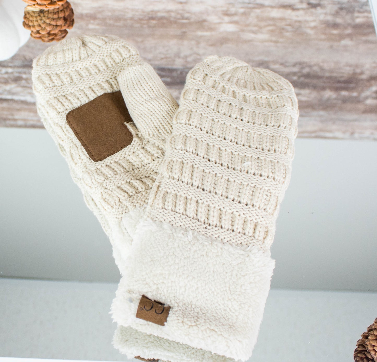 Cozy CC Mittens with Faux Fur Trim