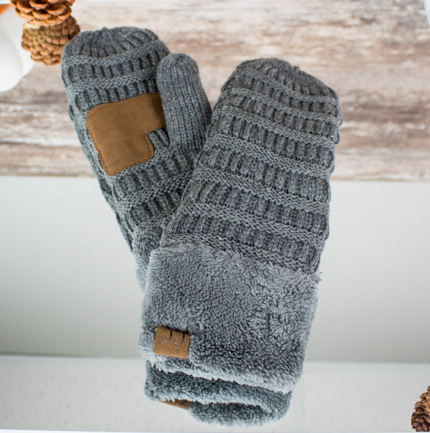 Cozy CC Mittens with Faux Fur Trim