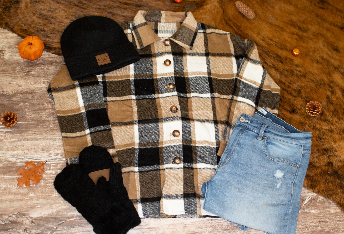 Necessary Neutrals - Plaid Flannel Shacket